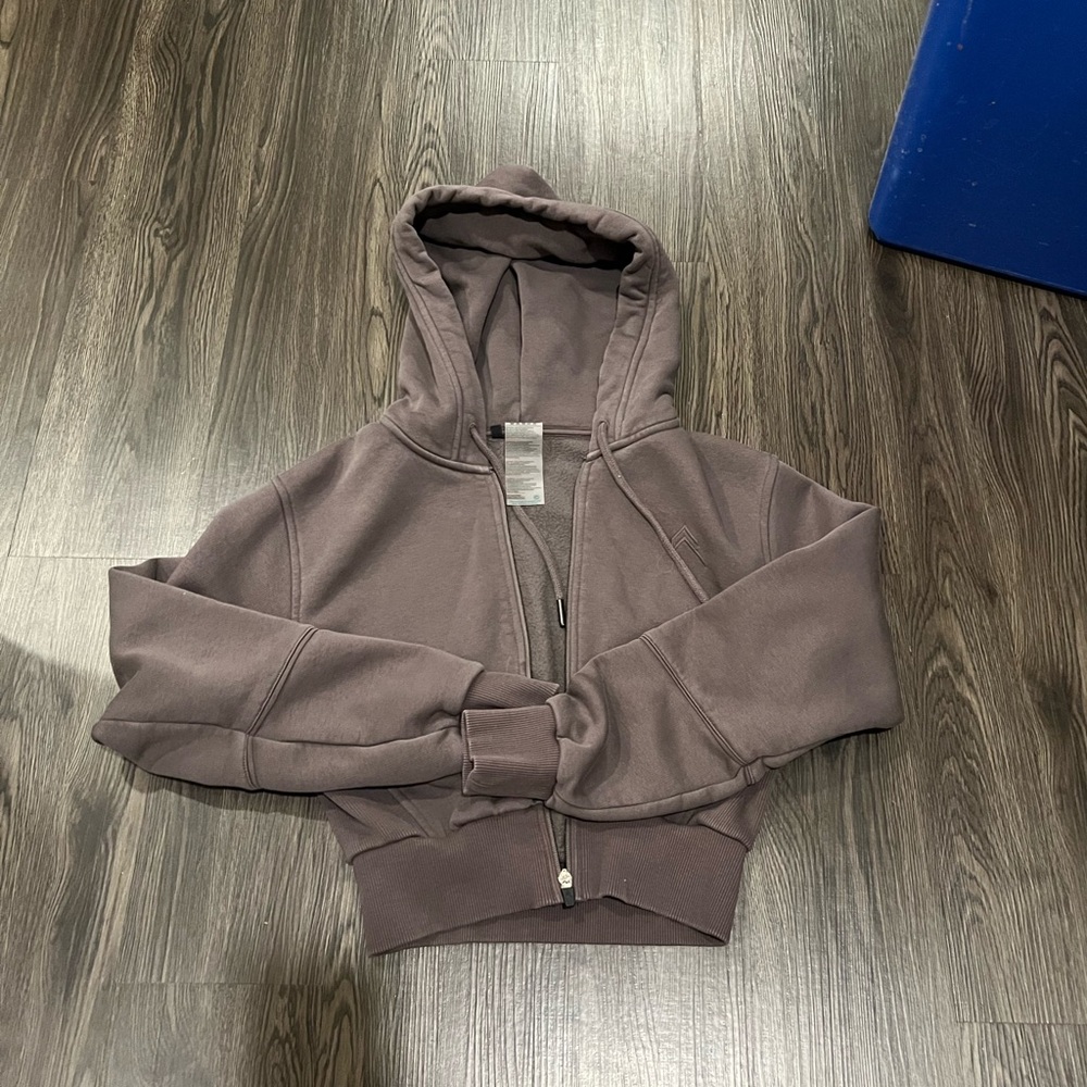 CLASSIC LOUNGE CROPPED ZIP THROUGH HOODIE